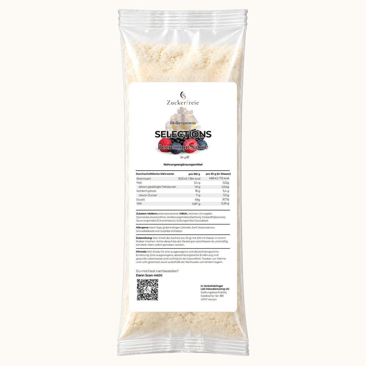Selections Molkenprotein – Beeren mit Sahne | 30 g